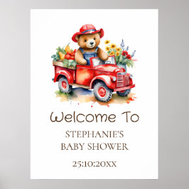 Willkommen Sign Cute Teddy Locale Grown Baby Showe Poster