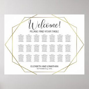Willkommen! Sitzordnung 21 Tische Gold Geometrisch Poster
