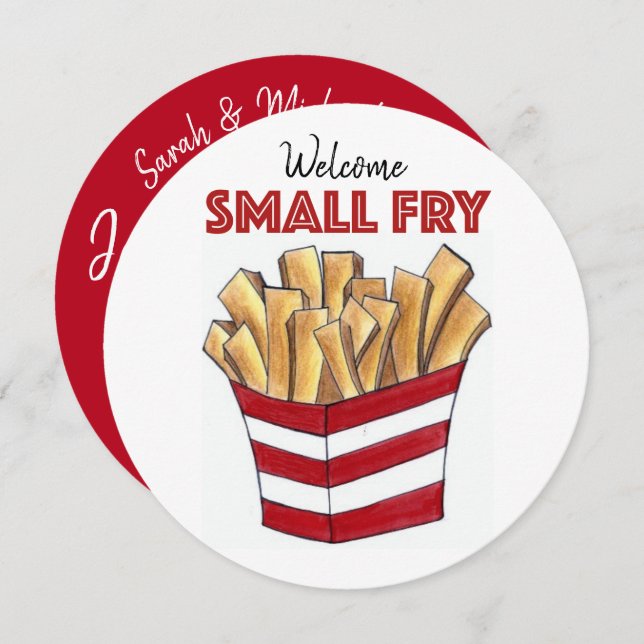Willkommen Small Fry French Fries New Baby Dusche Einladung (Vorne/Hinten)