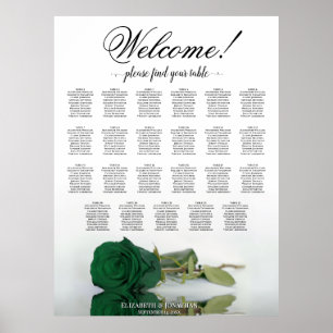 Willkommen! Smaragdgrüne Rose 23 Tisch Sitzordnung Poster