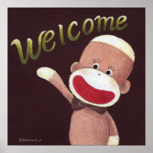 Willkommen Sock Monkey Poster