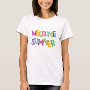 Willkommen Sommer farbenfrohe Ferien-Typografie T-Shirt