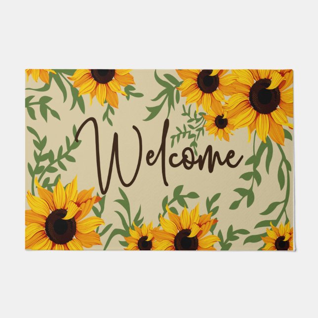 Willkommen Sonnenblume Doormat, Gardener Lover Mat Fußmatte (Vorderseite)