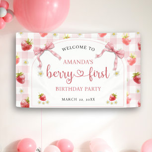 Willkommen Strawberry Berry Erster Geburtstag Banner