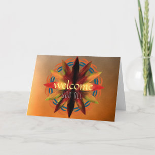 Willkommen Sunset Mandala Damask Lotus Blume Wolke Dankeskarte