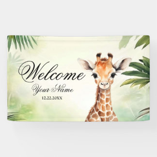 Willkommen Süße Giraffe Dschungel Baby Shower Part Banner
