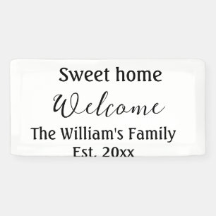 Willkommen süße Heimat Familienname Jahr Est. Text Banner