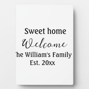 Willkommen süße Heimat Familienname Jahr Est. Text Fotoplatte