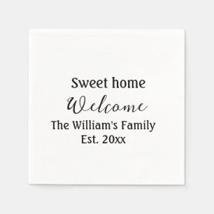Willkommen süße Heimat Familienname Jahr Est. Text Serviette