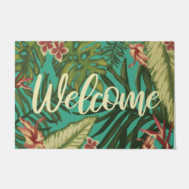 Willkommen Tropical Hawaii Jungle Mat, Summer Vibe Fußmatte (Vorderseite)