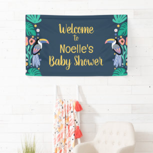 Willkommen! Tropical Toucan Bird Baby Dusche Banner