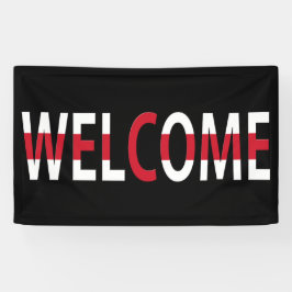 Willkommen überlagert auf England Flag (h) bnrt Banner