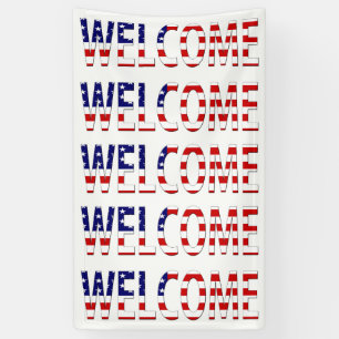 Willkommen überlagert auf US-Flagge (v) bnrcn Banner