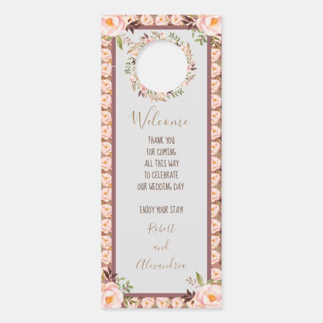 Willkommen und stören Sie nicht den Blumenrahmen f Türanhänger (Vorderseite)