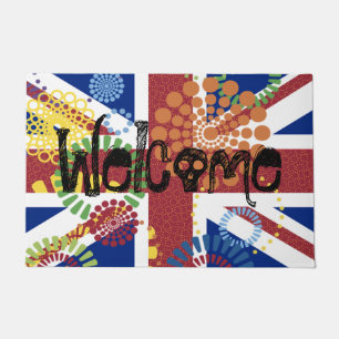 Willkommen Union Jack British Skull Dots Color Fußmatte