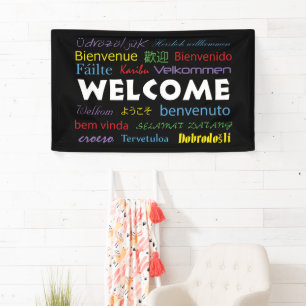Willkommen viele Sprachen farbenfrohe Typografie s Banner