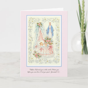 Willkommen Vintag Baby Girl Jungfrau Mary Katholic Karte
