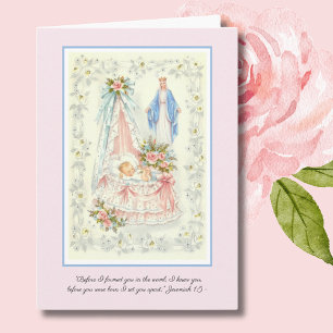 Willkommen Vintag Baby Girl Jungfrau Mary Katholic Karte