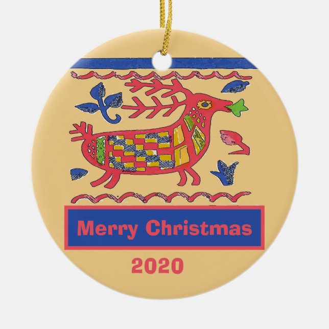 Willkommen ,Vintages Hirsch, fügen, bearbeiten Keramik Ornament (Vorne)