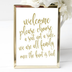 Willkommen Wählen Sie einen Platz, kein Side Gold Poster