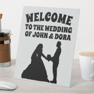WILLKOMMEN WEDD RETRO SCHRIFTART PEDESTAL CUSTOM S SOCKELSCHILD