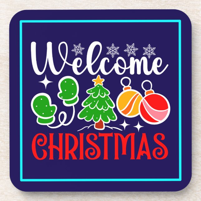 Willkommen Weihnachten Getränkeuntersetzer (Vorderseite)