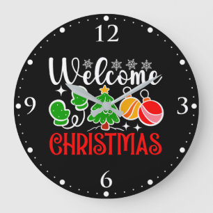 Willkommen Weihnachten Große Wanduhr