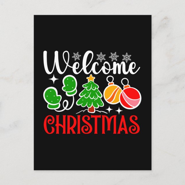 Willkommen Weihnachten Postkarte (Vorderseite)