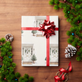 Willkommen Weihnachten Tür Grüne Einwickelpapier Geschenkpapier