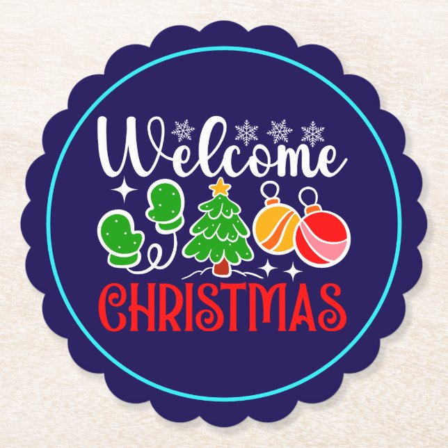 Willkommen Weihnachten Untersetzer (Vorderseite)