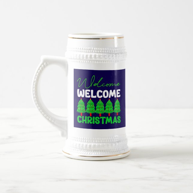 Willkommen Weihnachtsbaum Feiertagsdesign-85600 Bierglas (Links)
