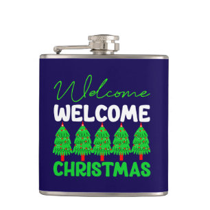 Willkommen Weihnachtsbaum Feiertagsdesign-85600 Flachmann