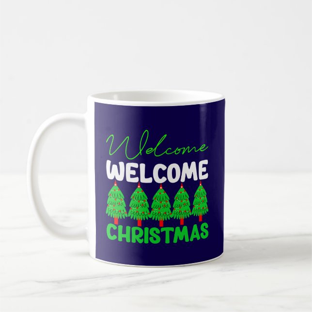 Willkommen Weihnachtsbaum Feiertagsdesign-85600 Kaffeetasse (Links)