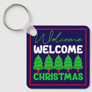 Willkommen Weihnachtsbaum Feiertagsdesign-85600 Schlüsselanhänger