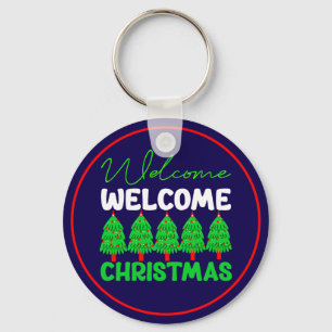 Willkommen Weihnachtsbaum Feiertagsdesign-85600 Schlüsselanhänger