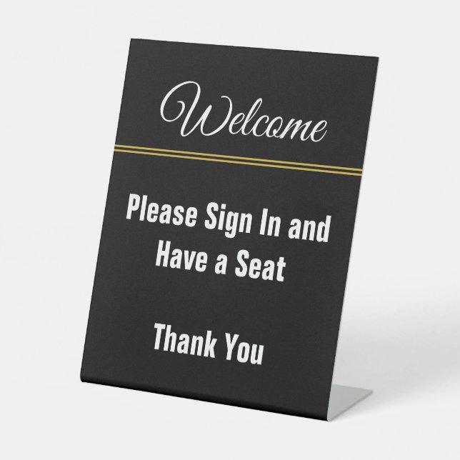 Willkommen Weißes Skript Bitte melden Sie sich an  Sockelschild (Vorderseite)