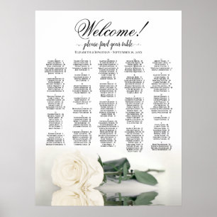 Willkommen! White Rose Alphabetischer Sitzplan Poster