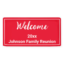 Willkommen Wiedersehen in Hellrot und Weiß