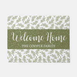 Willkommen Winter Cypress & Snowfall Muster Grün Fußmatte