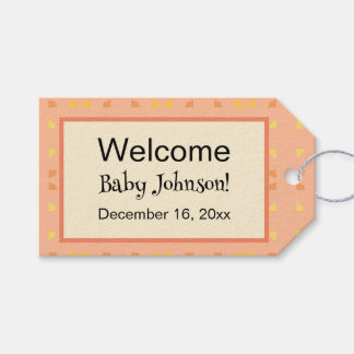 Willkommen zu Hause Baby Peach Gelbe geometrische Geschenkanhänger