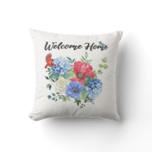 Willkommen zu Hause mit roten/weißen/blauen Blumen