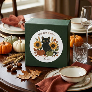 Willkommen Zu Hause Vintage Botanicals Herbst Schw Runder Aufkleber