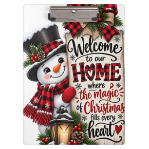 Willkommen zu Hause zu Weihnachten Klemmbrett