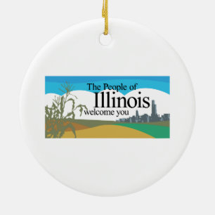 Willkommen zu Illinois - USA Verkehrsschild Keramikornament