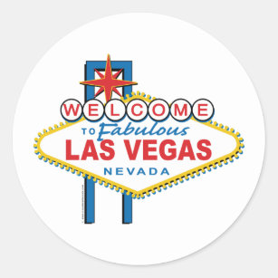 Willkommen zu Las Vegas-Zeichen Runder Aufkleber