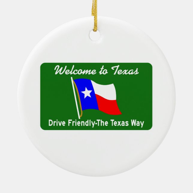 Willkommen zu Texas - USA Verkehrsschild Keramikornament (Hinten)