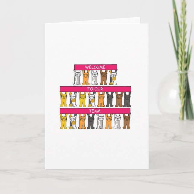 Willkommen zu unserem Team, Cartoon-Katzen Karte (Vorderseite)
