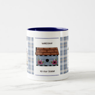 Willkommen zu unserem Zuhause Zweifarbige Tasse