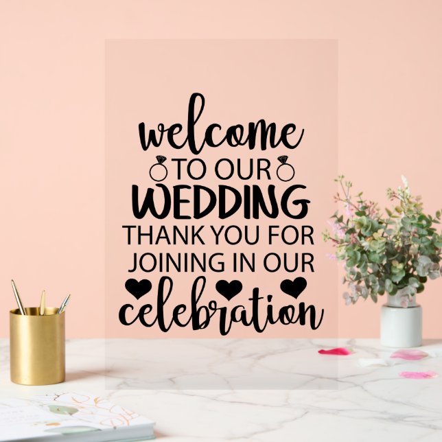 Willkommen zu unserer Hochzeit Acrylschild (Hochzeit)