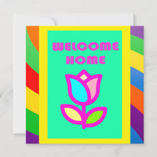 WILLKOMMEN ZUHAUSE MIT STREIFEN UND BLUME PATTER EINLADUNG